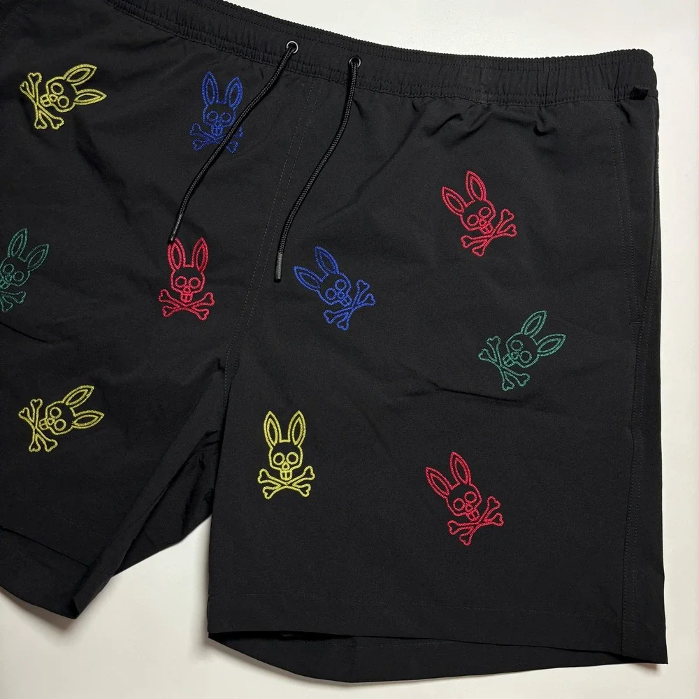 Psycho Bunny Swim Trunks Mens XXXL Multi Color Logo Embroidered AOP Lined 3XL
